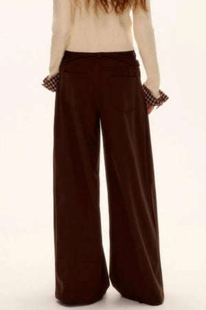 Pleated Retro Wide-Leg Pants