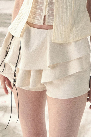 Pleated Ruffled Skirt Pants Set