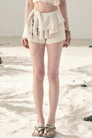 Pleated Ruffled Skirt Pants Set
