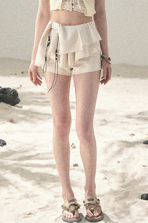 Pleated Ruffled Skirt Pants Set