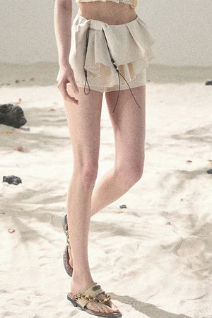 Pleated Ruffled Skirt Pants Set