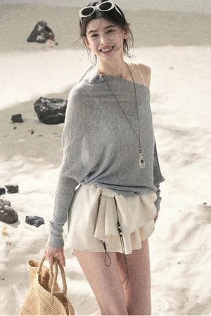 Pleated Ruffled Skirt Pants Set