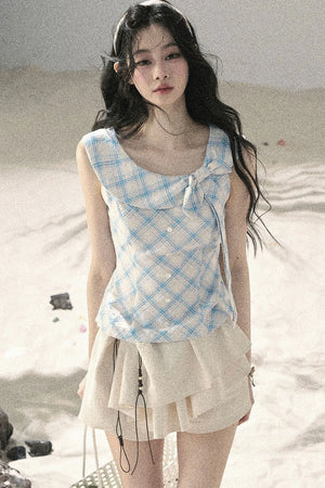 Pleated Ruffled Skirt Pants Set