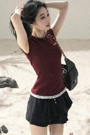Pleated Ruffled Skirt Pants Set