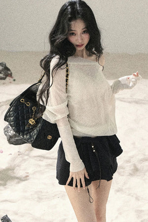 Pleated Ruffled Skirt Pants Set