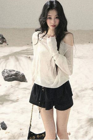 Pleated Ruffled Skirt Pants Set