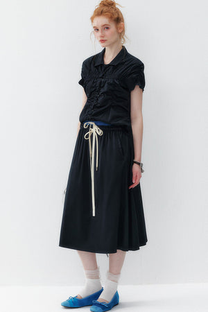 Pleated Shirt and Skirt Set