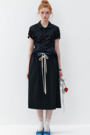 Pleated Shirt and Skirt Set