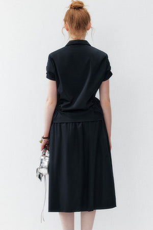 Pleated Shirt and Skirt Set