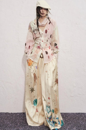 Pleated Sky Wide-Leg Pants