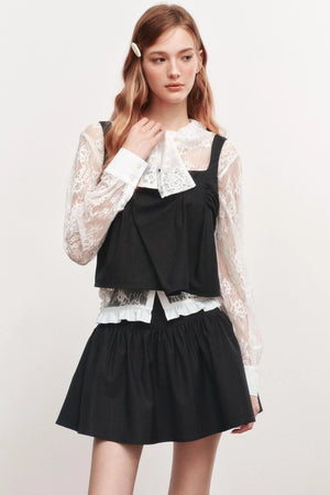 Pleated Sleeveless Black Top