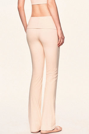 Pleated Tassel Halter Top and Flared Pants Set-Up