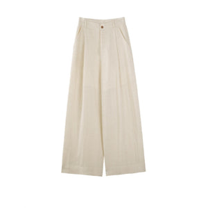 Pleated V-Neck Vest & Wide-Leg Trousers Set-Up