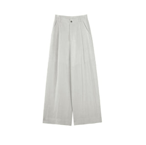 Pleated V-Neck Vest & Wide-Leg Trousers Set-Up