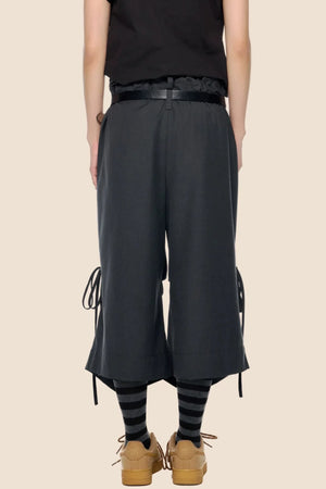 Pleated Wide-Leg Cropped Pants