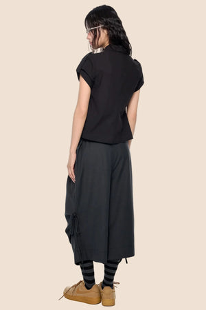 Pleated Wide-Leg Cropped Pants