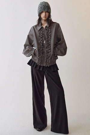 Pleated Wide-Leg Trousers