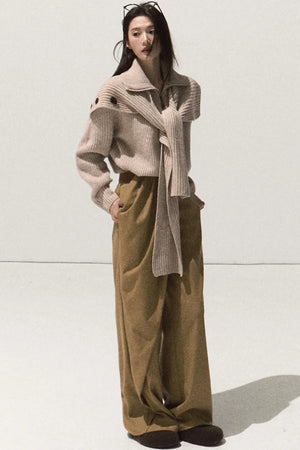 Pleated Winter Wide-Leg Pants