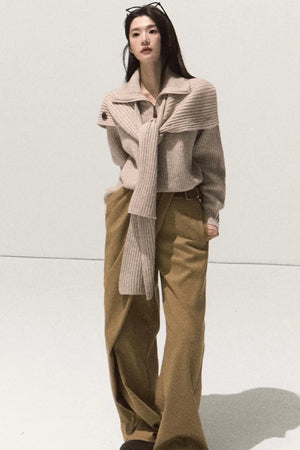 Pleated Winter Wide-Leg Pants