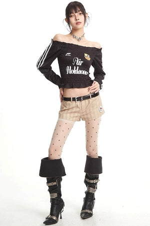 Pleats Elastic Sleeve T-Shirt
