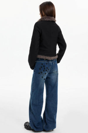 Plush Collar Slim Zippered Jacket
