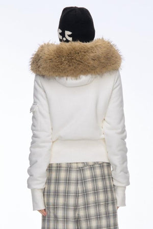 Plush Hooded Slim Loose Jacket