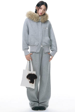 Plush Waistband Wide-Leg Pants