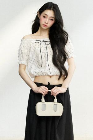 Polka Dot Bow Blouse and Pants Set-Up