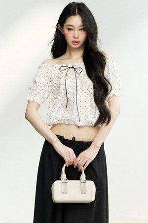 Polka Dot Bow Blouse and Pants Set-Up