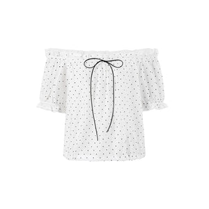 Polka Dot Bow Blouse and Pants Set-Up