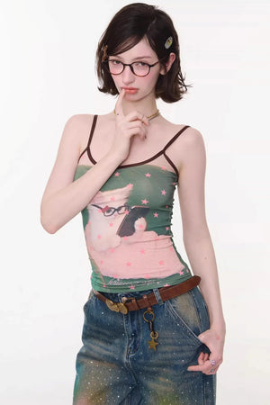 Polka Dot Cat Print Camisole