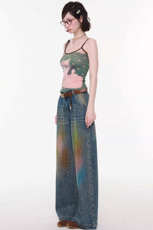 Polka Dot Cat Print Camisole
