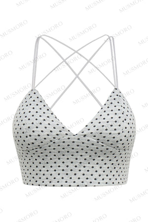 Polka Dot Cross-Back Top