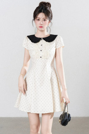 Polka Dot Doll Collar A-Line Dress