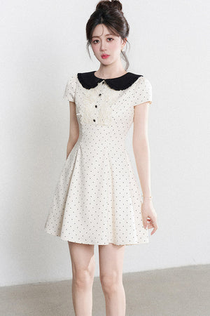 Polka Dot Doll Collar A-Line Dress