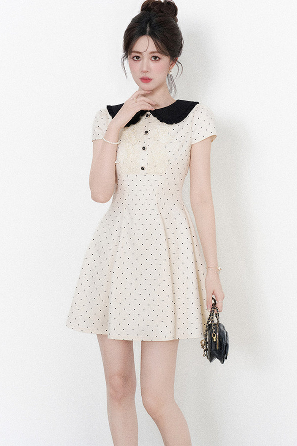 Polka Dot Doll Collar A-Line Dress