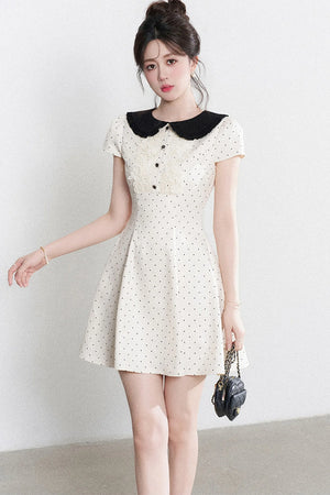 Polka Dot Doll Collar A-Line Dress