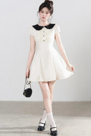 Polka Dot Doll Collar A-Line Dress