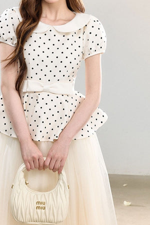 Polka Dot Doll Collar Bow Tulle Dress