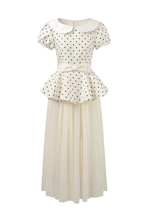 Polka Dot Doll Collar Bow Tulle Dress