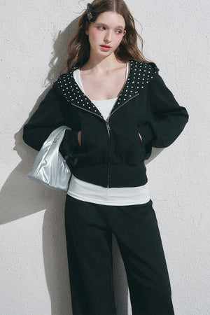 Polka Dot Hooded Jacket Set-Up