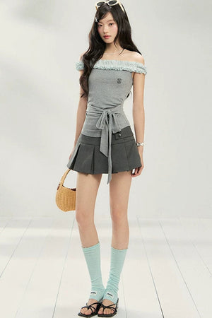 Polka Dot Lace One-Shoulder Top