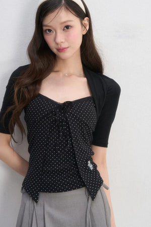 Polka Dot Lace-Up Top
