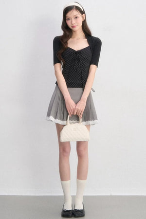 Polka Dot Lace-Up Top
