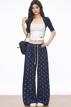 Polka Dot Mid-Sleeve Top Set-Up