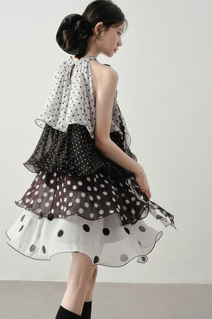 Polka Dot Organza Halter Dress