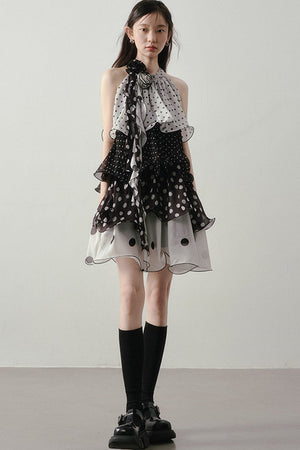 Polka Dot Organza Halter Dress