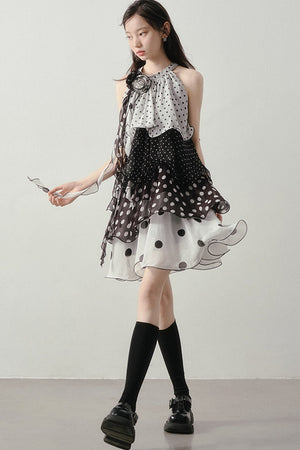Polka Dot Organza Halter Dress