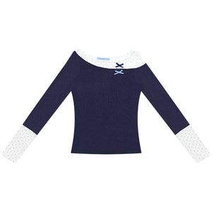Polka Dot Patchwork Knit Top