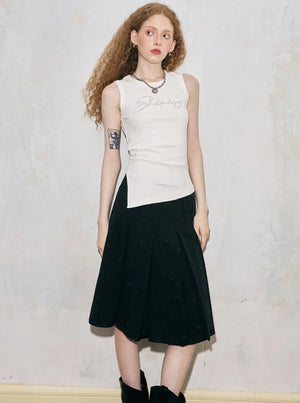 Polka Dot Pleated Skirt